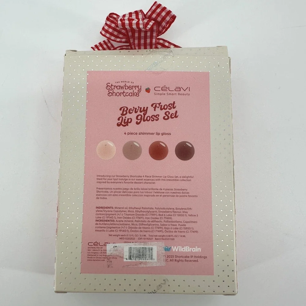 Strawberry Shortcake Celavi Berry Frost Lip Gloss Set 4pc Shimmer Limited Editio